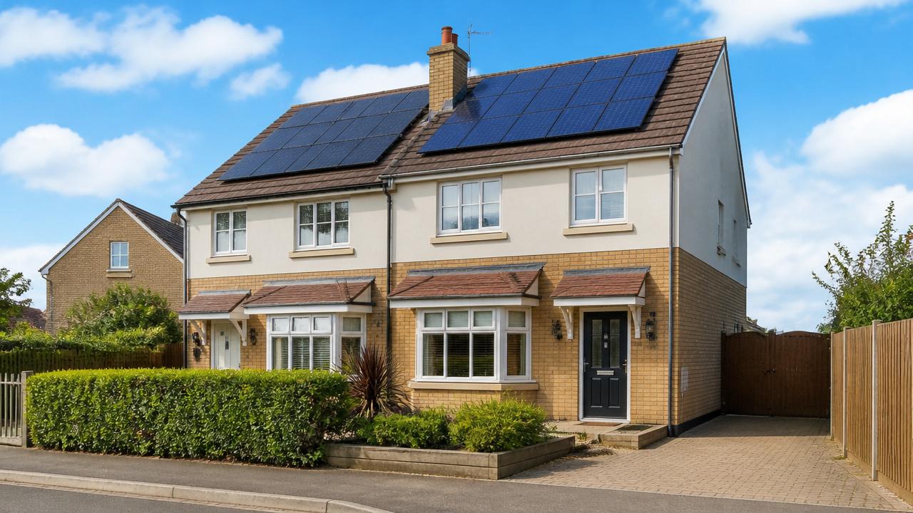 Home in Coventry with rooftop solar panels installed